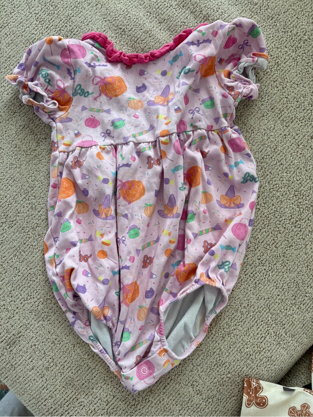 Toddler Pink Halloween Pumpkin Print One-Piece Bodysuit